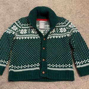 Tahari Forest Green and Cream Knit Cardigan